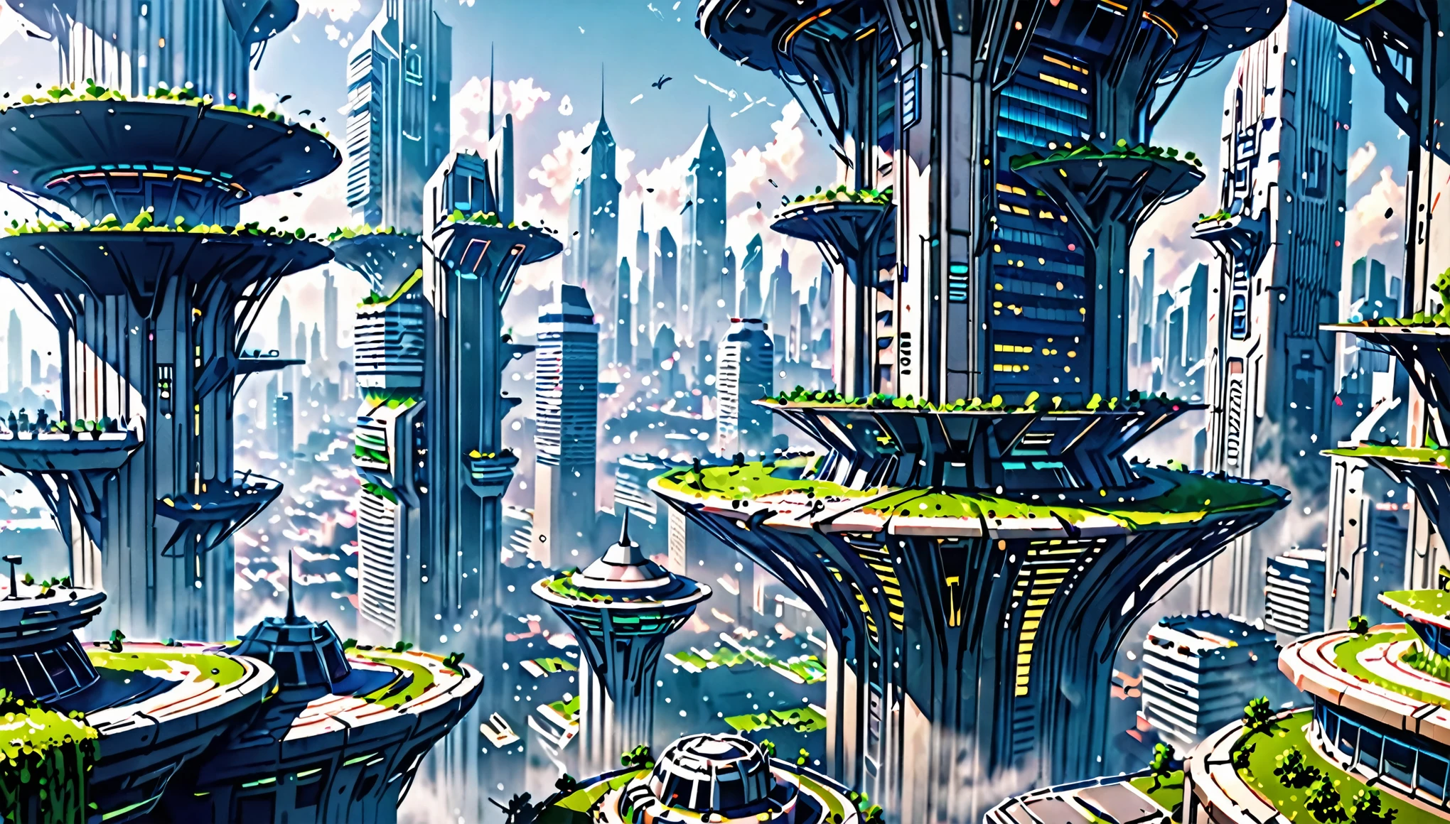 arcology, futuristic, clean, day, dense urban population, vertical city