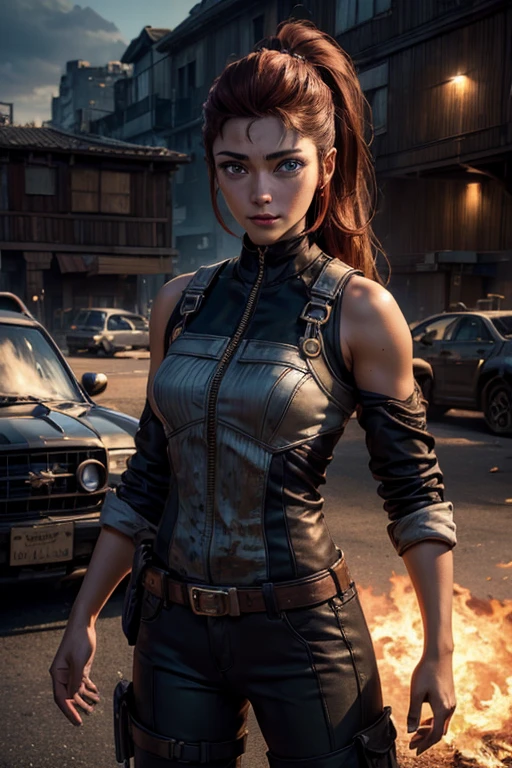 
iliaamitola, ilia amitola, smiling, long hair, blue eyes, brown hair, ponytail, dark skin, dark-skinned female, BREAK bare shoulders, bodysuit, BREAK outside giant palace, bonfires, wrecked vehicles, crowd, (crowd in military dress), post-apocalypse, dystopian future, crowd, (crowd in military uniforms), (volumetric lighting), best quality, masterpiece, intricate details, tonemapping, sharp focus, hyper detailed, BREAK looking at viewer, (cowboy shot:1.5), BREAK (masterpiece:1.2), best quality, high resolution, unity 8k wallpaper, (illustration:0.8), (beautiful detailed eyes:1.6), extremely detailed face, perfect lighting, extremely detailed CG, (perfect hands, perfect anatomy), 
