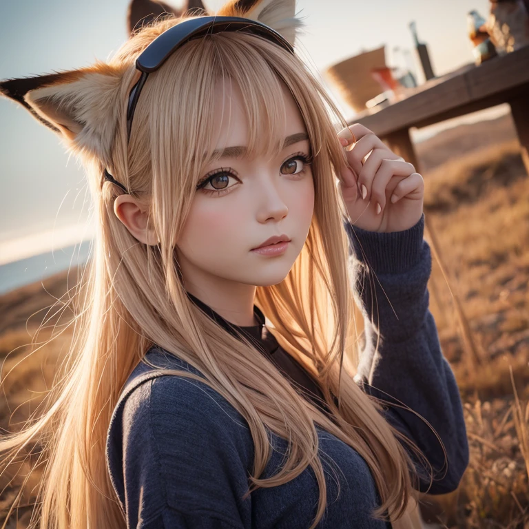 Fox Girl, Fox's Tail, Nine-Tailed Fox,Fox Ears, Black colored hair, Fox Makeup,One Girl、 Kimono with open chest, Body size is 100-70-90!、Nice body, Avatar, face, Open chest, lewd face, Dominant representation, naughty face,Big Breasts,Emphasize cleavage,Show bare skin、Skin is visible、With legs apart、Show off your thighs、With legs apart、A beautifully patterned kimono、I can see her cleavage、Muscular、Uplifting、Abdominal muscles、Exposed skin、Long Hair、Skin Texture、Soft breasts 、outside、Grassy field