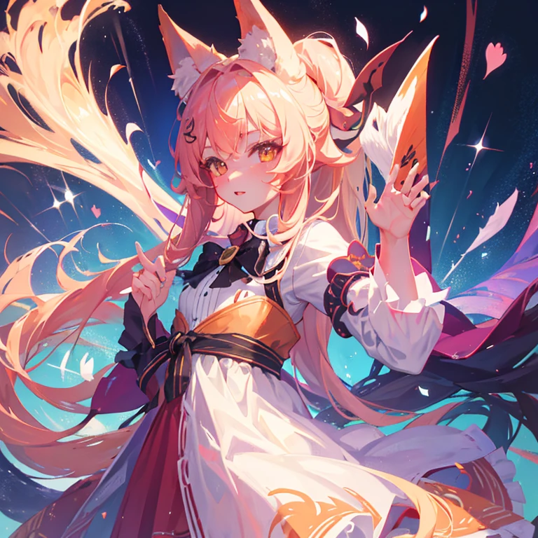 Fox Girl, Fox&#39;s Tail, Nine-Tailed Fox,Fox Ears, Black colored hair, Fox Makeup,One Girl、 Kimono with open chest, Body size is 100-70-90!、Nice body, Avatar, face, Open chest, lewd face, Dominant representation, naughty face,Big Breasts,Emphasize cleavage,Show bare skin、Skin is visible、With legs apart、Show off your thighs、With legs apart、A beautifully patterned kimono、I can see her cleavage、Muscular、Uplifting、Abdominal muscles、Exposed skin、Long Hair、Skin Texture、Soft breasts 、outside、Grassy field