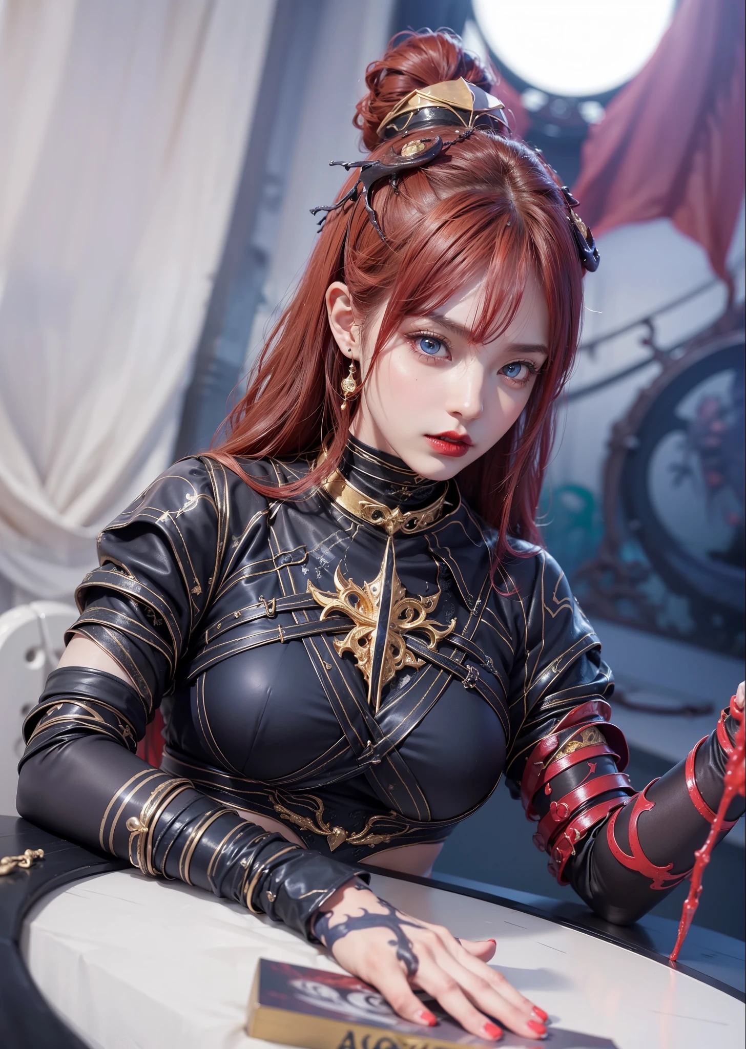 Detailed image quality,Witch Pandora,wing, Succubus Theme,堕落Angel,Excellent,scary,Secret Terror,Tentacles,With eyes,Uncanny Valley Effect,Beast Blood Moon,skeleton,vampire,Hellfire,Dark Queen,Angel,magician magic witch,Angel,Eyes are blue(Pupils as deep as the starry sky),Gorgeous tattoo designs all over the body,Surreal photos(8K picture quality,Rich in details),Dark eyeshadow,Sexy thick lips(Red lipstick),Tattoo designs on body,Dark Queen,Wearing luxurious gold jewelry,Five fingers stretched out
