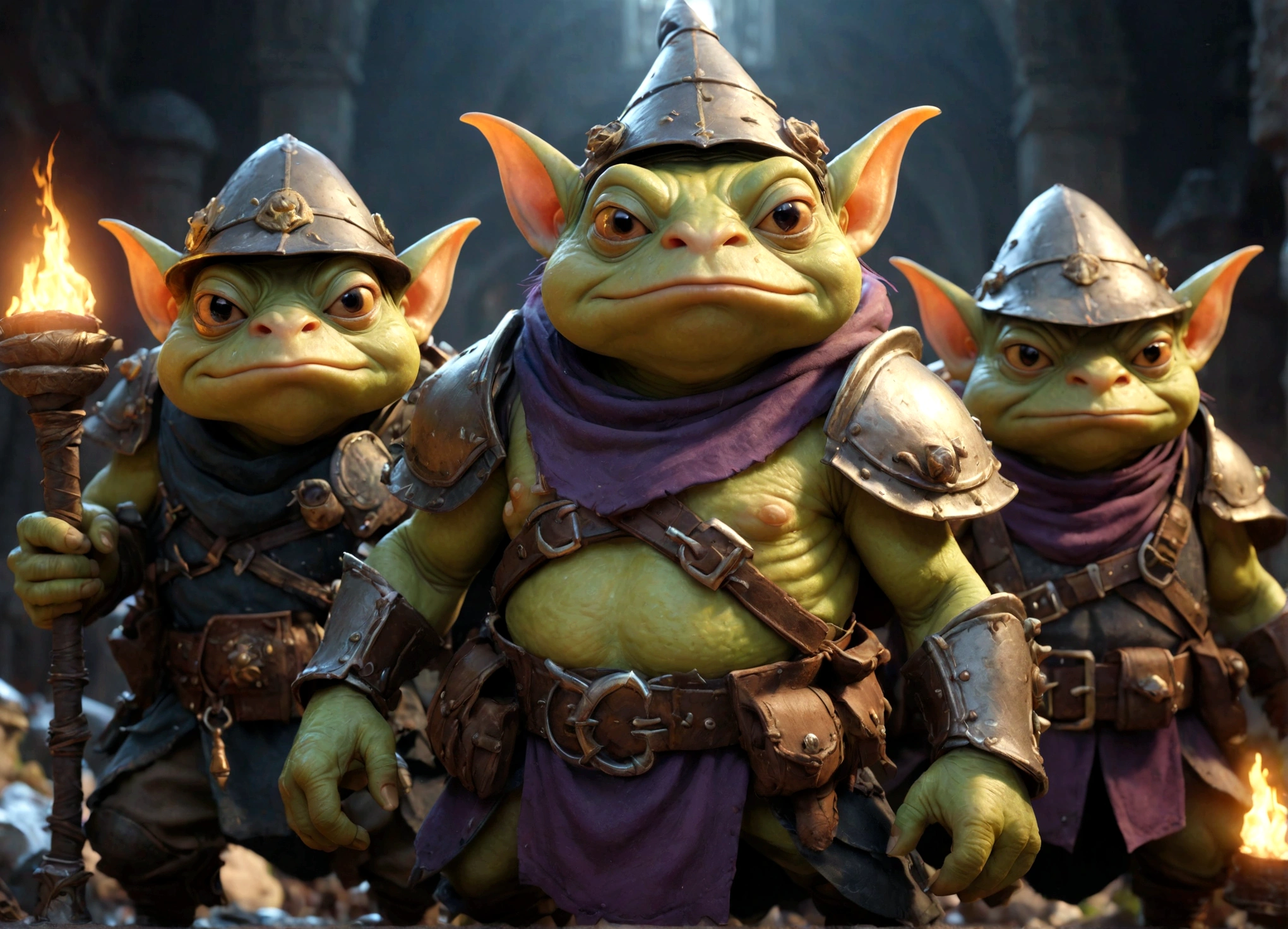 (multiple subjects)a (subject 1:goblin sized toad), (Subject 2: several goblin women, hot ugly, mismatched eyes, mismatched breasts, crazy hairstyles, big butts, ragged cloth tops, short skirts, safe for work), slimy cavern, best quality, 8k, highres, masterpiece, ultra-detailed, realistic, photorealistic, photo-realistic, HDR, UHD, studio lighting, ultra-fine painting, sharp focus, physically-based rendering, extreme detail description, professional, vivid colors, bokeh, horror