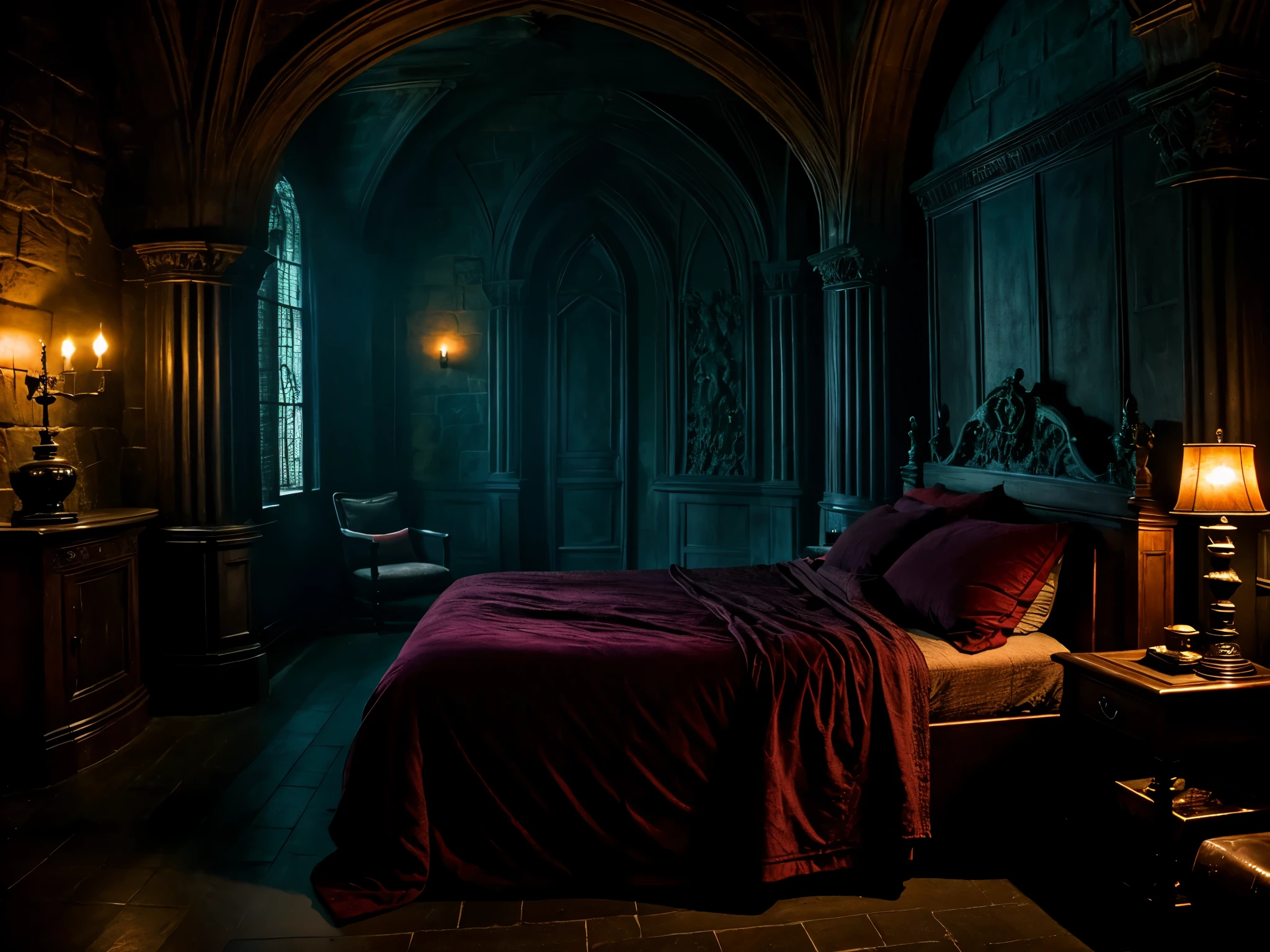 masterpiece, "room of requirement vibe", 4k, slightly dim light, harry potter, with some magical decorations, with some cauldron magic tool, darker room with slightly grey tone