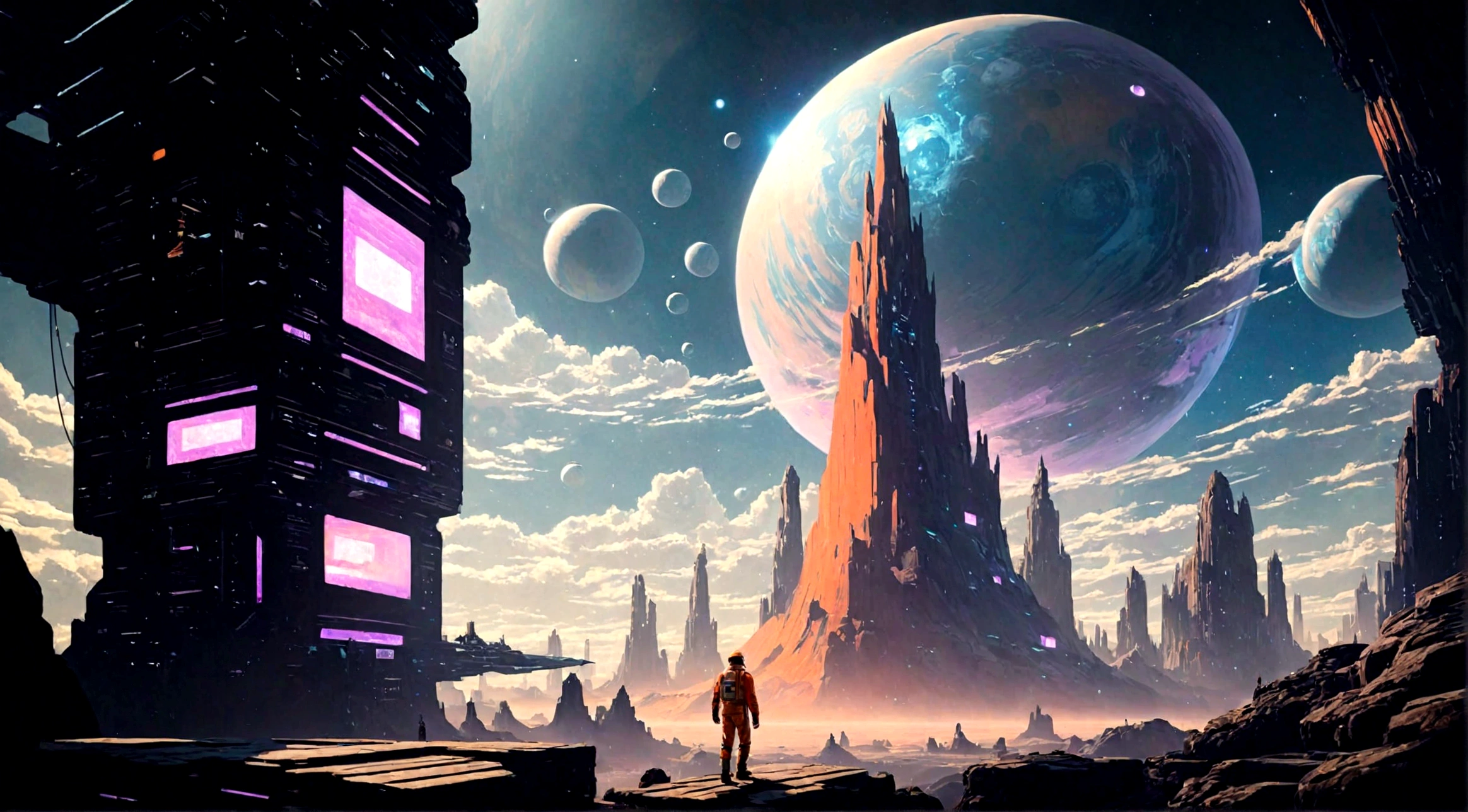 un homme debout sur une surface rocheuse regardant les planètes, art de science-fictionwork, Fond d&#39;écran fantastique de science-fiction, science-fiction spatiale, art de science-fictionwork, Espace fantastique, art de science-fictionwork, art de science-fiction, fond d&#39;amazing screen, art de science-fiction, art de science-fiction, galaxy science-fiction spatiale, Digital science fiction art, art fantastique de science-fiction épique, art de science-fiction