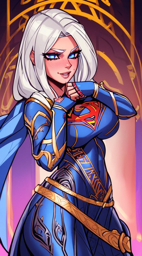 (supergirl, bad bitch,intricate details,intricate jewelry,athletic and fit body,perfect hands, sexy, naked, detailed hands,perfect eyes,detailed eyes,flirty,sexy,realistic,HDR,UHD,dynamic,portrait,photorealistic,rich and vibrant colors,soft lighting) white hair, bombed ass, little boobies