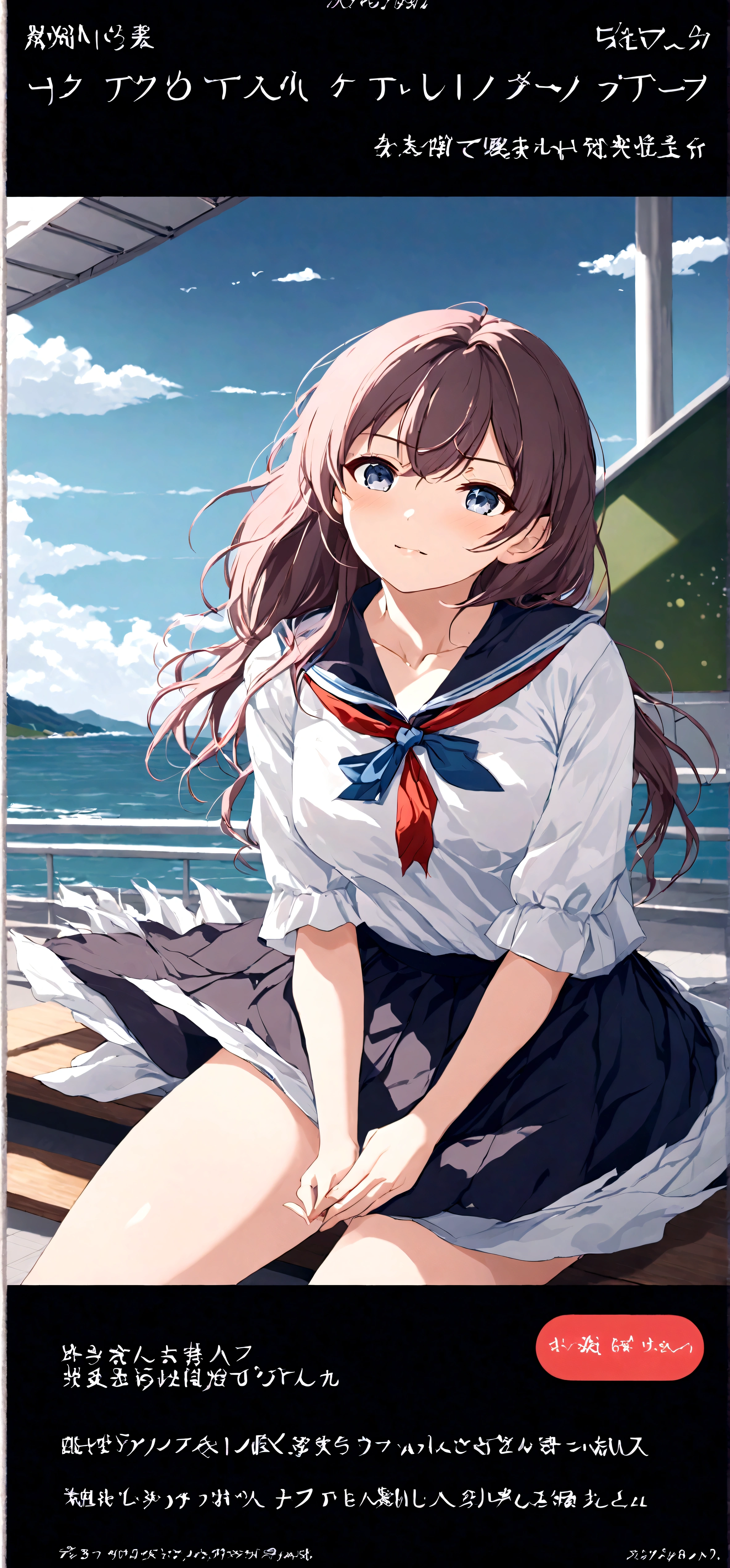 Navy blue skirt. She is holding her skirt up in the strong wind. Her white cotton panties are visible.