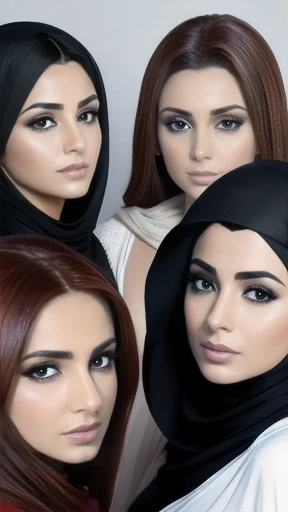 group of handsome lebanese woman gathered together, focus on the characters' faces.