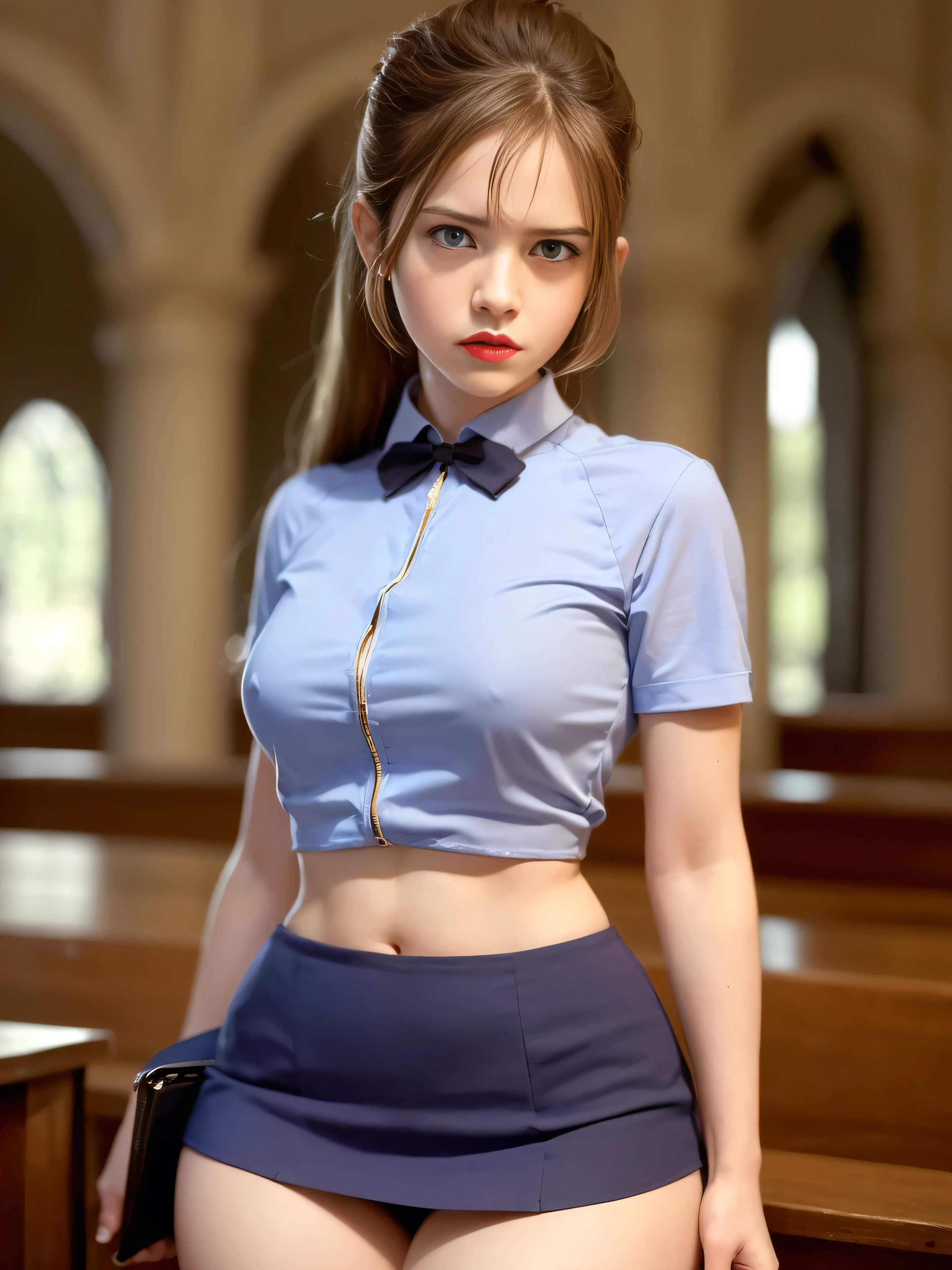 (Best quality, masterpiece: 1.1), (fidelity: 1.4), 1 girl, ((katheryn winnick/ lifting a sexy skirt), ((she has her magic energy ball in her hand)), (in an intimate short , detallado: 1.3), (bragas: 1.3), (very detallado face: 1.4), (Biblioteca de Hogwarts en el fondo: 1.2), (8K, HD, DSLR, Alta calidad, cinematic lighting, bokeh))), upper body, very long hair, study, very young girl, slave, ((Shirt)), ((very small breasts)), extremely beautiful woman, ((ultra detailed and toned legs)), ((very wide hips)), ((very thick and toned thighs)), (sexy), ((extreme hourglass figure)), ((very thick heart lips)), ((very small and thick lips)), ((red lipstick)), ((blue eyes)), ((angry look)), (blush), (makeup), MiniSkirt, school shoes, ((she is angry)), ((she used a sexy shool uniform))