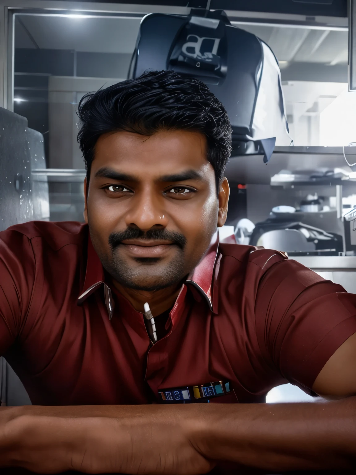 Handsum Indian police officer in uniform in action realistic face 8 k revolution