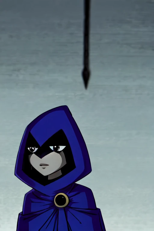 score_9, score_8_up, score_7_up, volumetric lighting,
white raven, 1girl, solo, short hair, purple hair, hood, cape, colored skin, cloak, grey skin, forehead jewel
