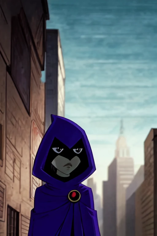score_9, score_8_up, score_7_up, volumetric lighting,
white raven, 1girl, solo, short hair, purple hair, hood, cape, colored skin, cloak, grey skin, forehead jewel