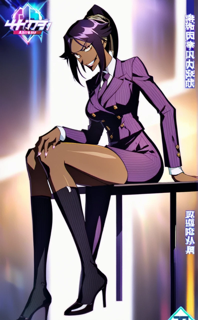 Give her a evil anime smirk