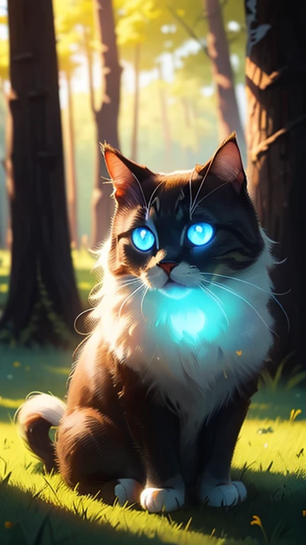 there is a cat that is sitting in the grass with mushrooms, green glowing eyes, magical glowing eyes, glowing eyes everywhere, with glowing eyes, alex grey cat, beautiful blue glowing eyes, cat in the forest, glowing magical eyes, blue glowing eyes, very glowing eyes, brightly glowing eyes, beautiful glowing eyes, large glowing eyes, glowing eyes, white glowing eyes