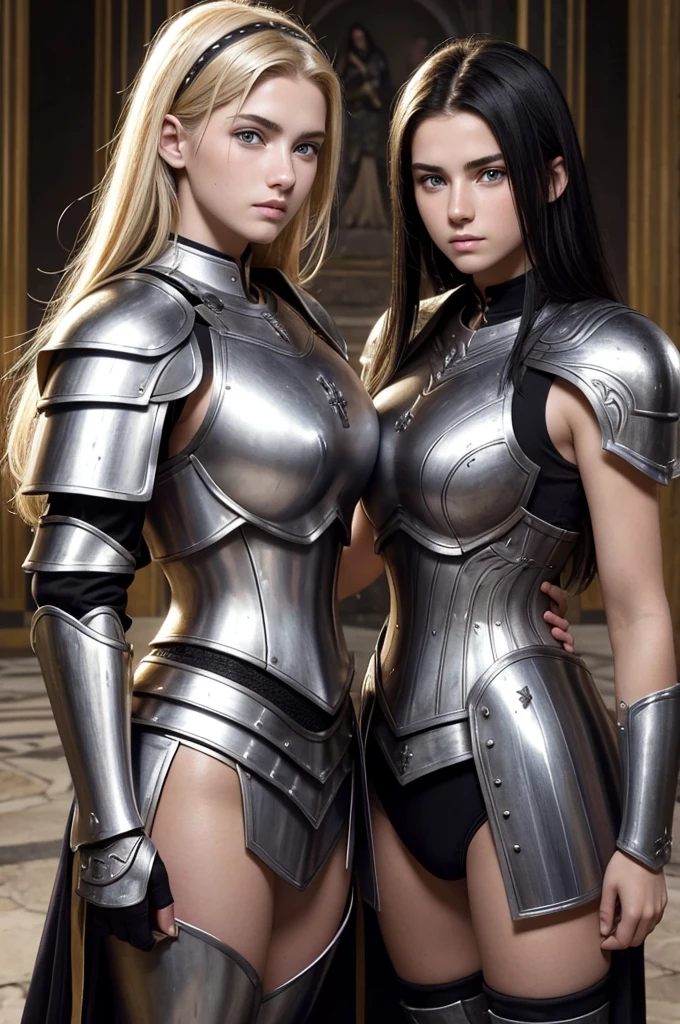 two sisters womans break: catholics, blonde, perfect face, detailed face, warriors roman, 20 years old, 2.0, using sexy armor , soft lesbians break: catholics, black hair perfect face, detailed face, warriors roman, 19 years old, 1.9, using sexy armor , soft lesbians, full body 
