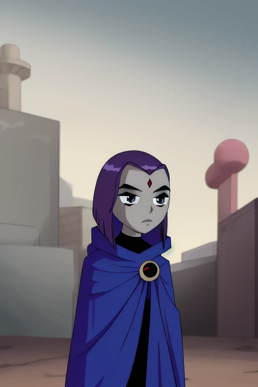 score_9, score_8_up, score_7_up, volumetric lighting,
white raven, 1girl, solo, short hair, purple hair, hood, cape, colored skin, cloak, grey skin, forehead jewel