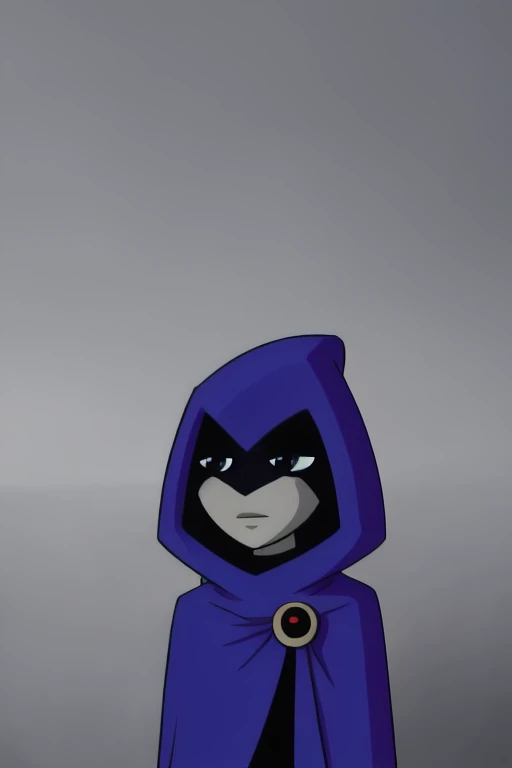 score_9, score_8_up, score_7_up, volumetric lighting,
white raven, 1girl, solo, short hair, purple hair, hood, cape, colored skin, cloak, grey skin, forehead jewel