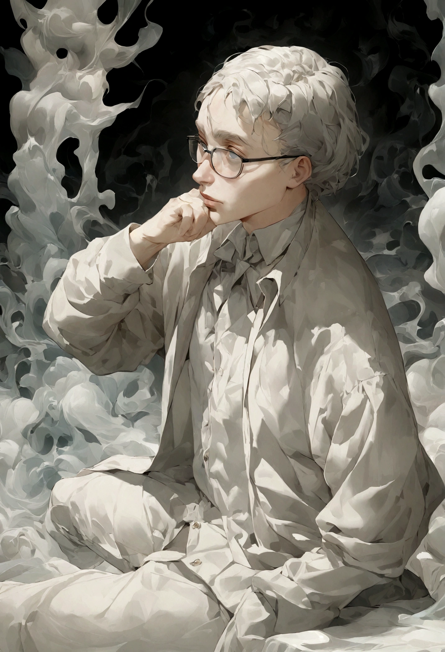 Jean Paul Sartre in high resolution marble
