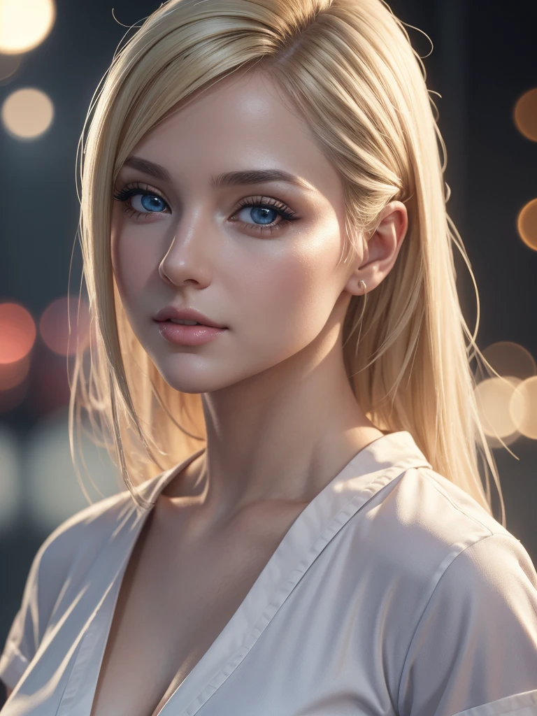 blonde woman with white skin, gray eyes, beautiful detailed eyes, beautiful detailed lips, extremely detailed face, nurse uniform, pinup style, sensual pose, whole body, (best quality,4k,8k,highres,masterpiece:1.2),ultra-detailed,(realistic,photorealistic,photo-realistic:1.37),HDR,UHD,studio lighting,ultra-fine painting,sharp focus,physically-based rendering,extreme detail description,professional,vivid colors,bokeh,portrait