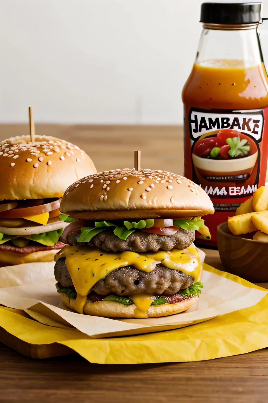creame una imagen de publicidad de hamburguesa casera