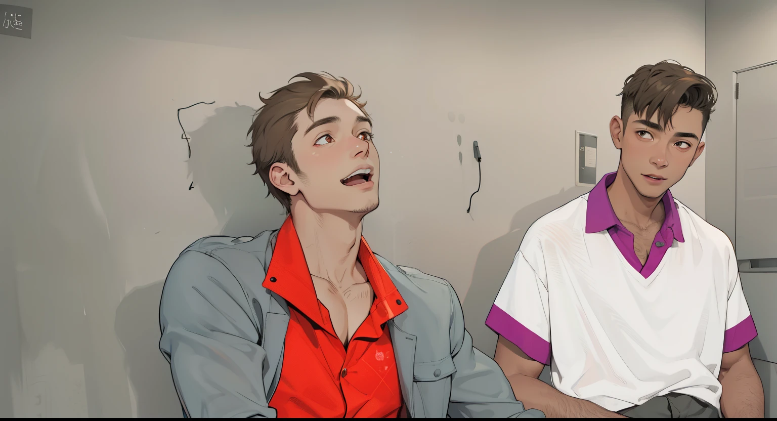 There is a 40-year-old bad man and a cute  honey-eyed young man.
