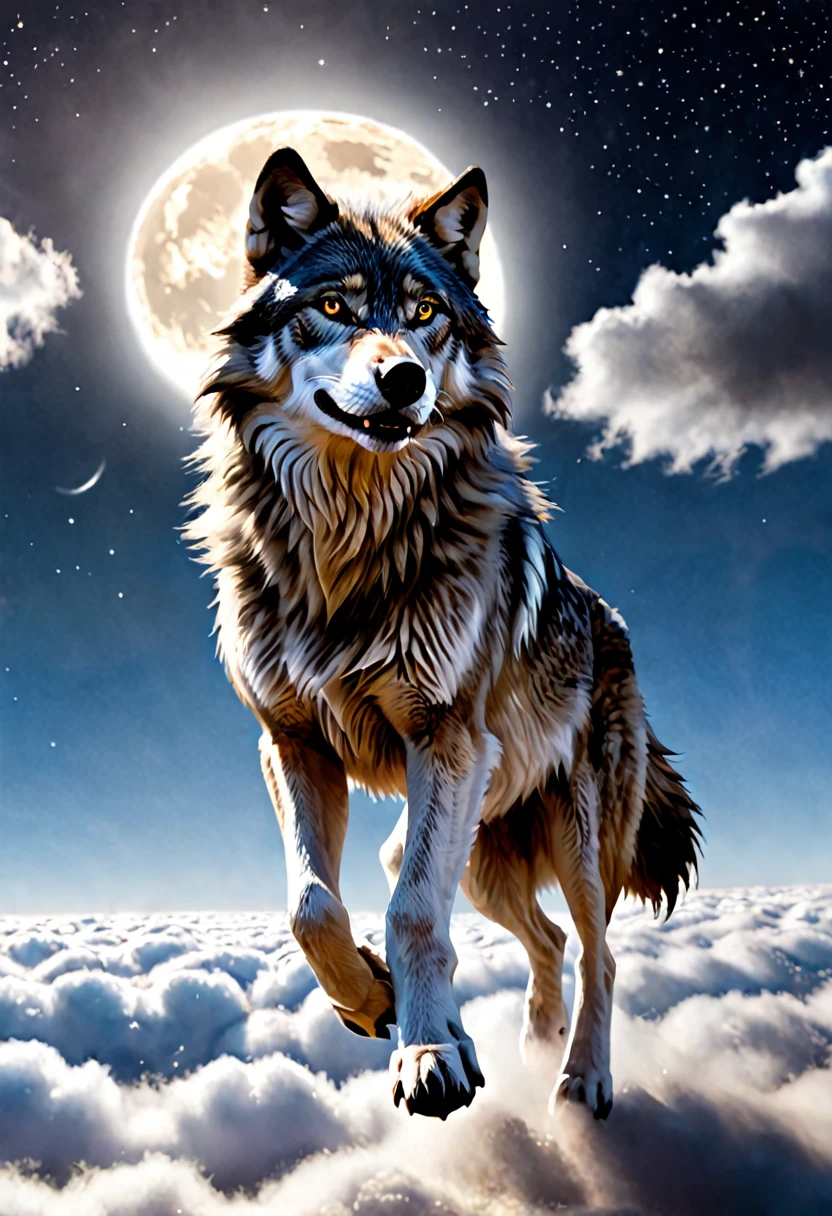 A wolf running in the sky 