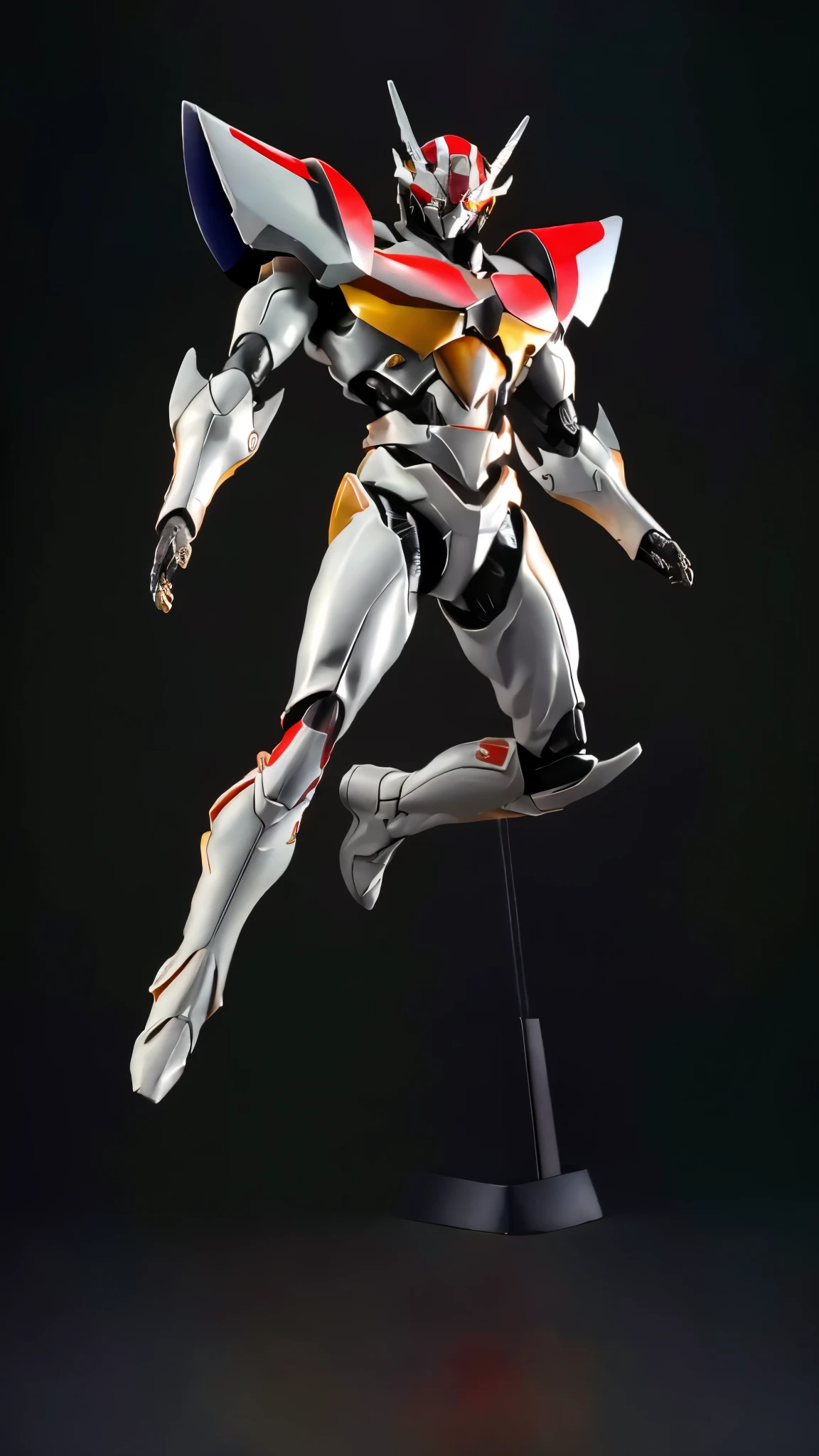 Humanoid Mecha, fully enclosed shoulder guards, matching arm and leg guards, full body, full armor, the design balances heavy with agility, (the color scheme is primarily white with red and blue accents, the concept Inspired by Super robot, organic biotech armor, standing, floating high above the futuristic sci-fi city), exquisite and mature art style, (aura effect, energy, glowing eyes, the armor glows), ((SRS)), metallic, dynamic, dramatic, high definition, best quality, highres, ultra-detailed, ultra-fine painting, extremely delicate, professional, perfect body proportions, anatomically correct, symmetrical face, extremely detailed eyes and face, high quality eyes, creativity, RAW photo, UHD, 32k, Natural light, cinematic lighting, masterpiece-anatomy-perfect, masterpiece:1.5