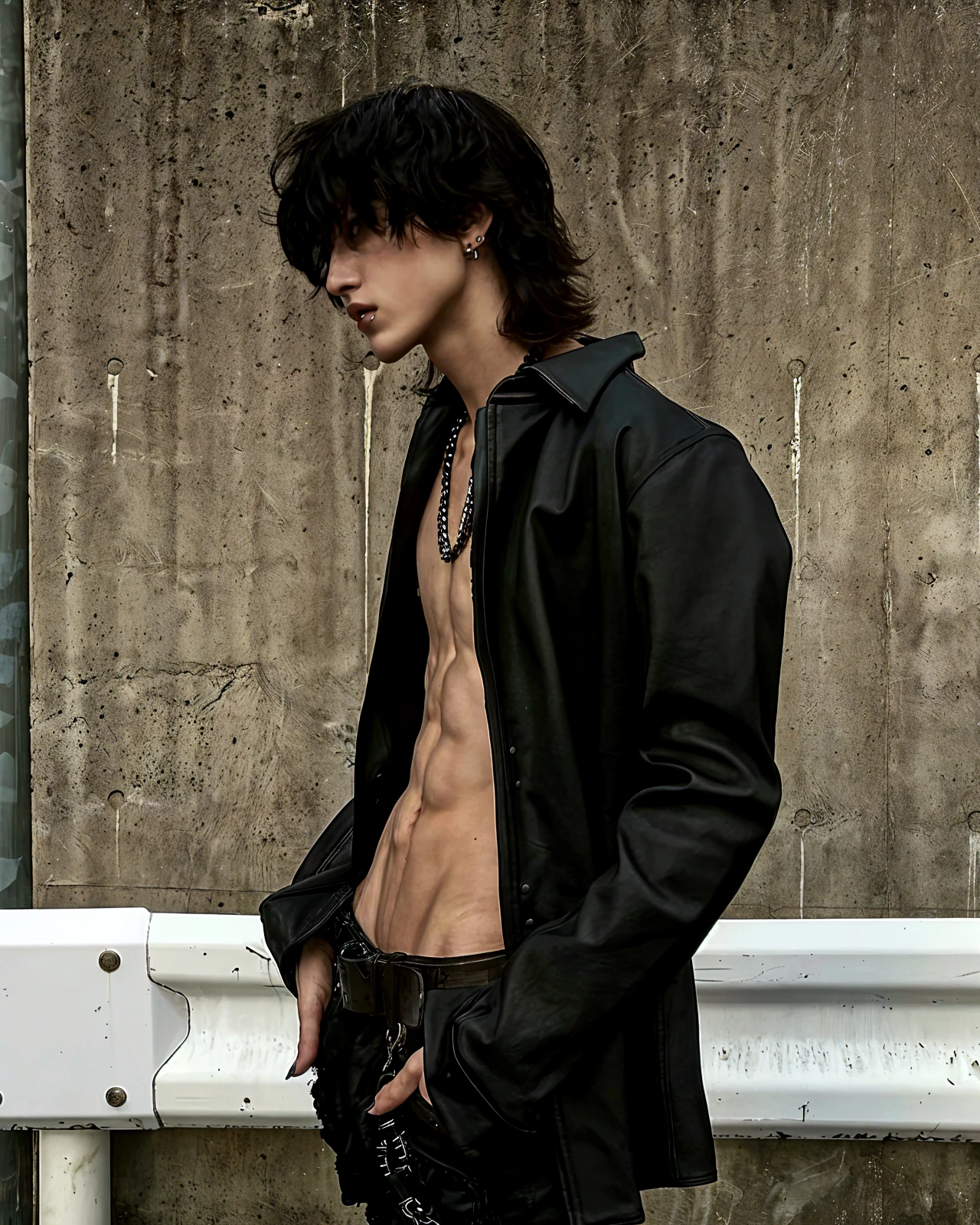 A man with brown straight hair , black-eyed, a tall, dark man with great beauty