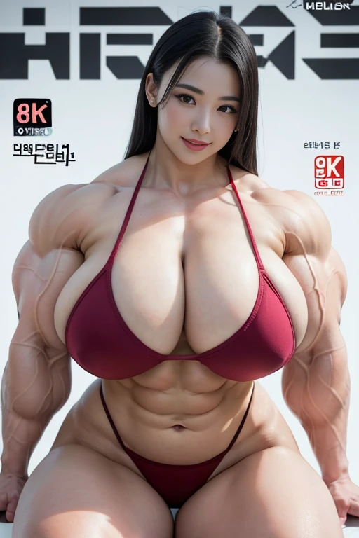 (Best quality,8K,ultra high res:1.5),(very beautiful pretty straight hair korean actress girl),(Huge breasts:1.80),(very voluptuous body),(body builder girl:1.5),(wide muscle:1.8),(very light black hair),(moles),(smile),(eyes to camera),(sexy thighs),(cover:1.8),(top view),(gym clothes:1.20)