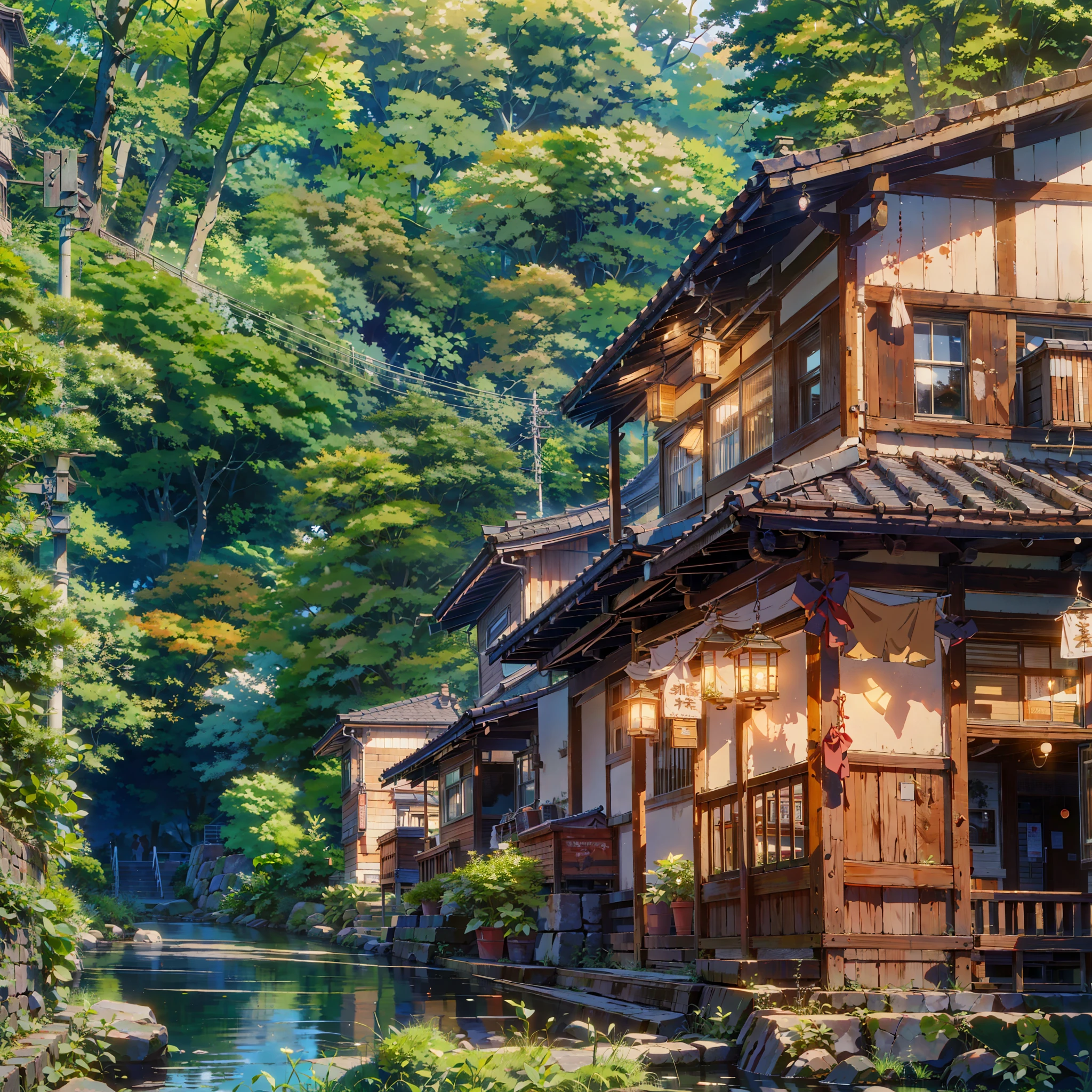 a serene river flowing through a lush green landscape,beautiful detailed reflections on the water surface,sunlight glistening on the rippling waves,tall trees lining the riverbank,wildflowers blooming along the shore,(best quality,4k,8k,highres,masterpiece:1.2),ultra-detailed,(realistic,photorealistic,photo-realistic:1.37),landscape,vibrant colors,natural lighting