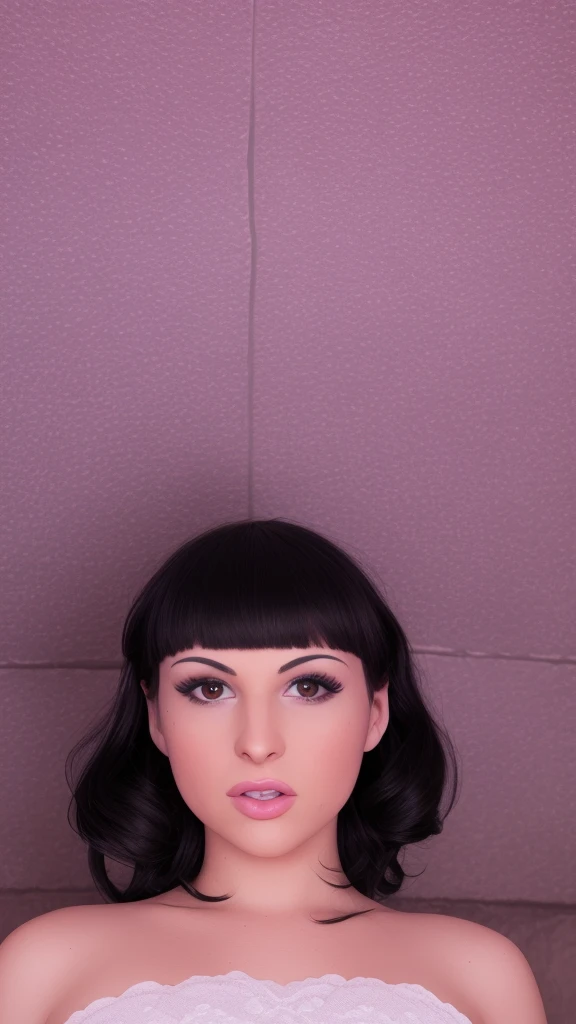 deep neckline, collarbone, white apron, bare shoulders,
Black hair, brown eyes, bangs, voluminous hairstyle,
1 girl, 35 years old, Young woman, Beautiful finger, Beautiful long legs, Beautiful body, Beautiful nose, Beautiful character design, perfect eyes, perfect face, expressive eyes,
looking at the viewer, in the center of the image, (Upper_body), (close-up), (Focus on her face),
official art, extremely detailed CG unity 8k wallpaper, perfect lighting, bright colorful front lighting, glowing skin, horror art, dread, action shot of a scary monster chasing the viewer:0.9, dynamic running, in a tunnel decrepit underground in hell:1.4, creepy, violet dress, disconcerting, disturbing, terrifying, horror lighting, dynamic, action, a woman standing on a completely light blue background, from below, full body
(masterpiece:1.0), (best_quality:1.0), ultra-high resolution, 4K, ultra-detailed,
photography, 8K, HDR, high resolution, absurd:1.2, Kodak portra 400, film grain, blurred background, bokeh:1.2, lens flare, (vibrant_color:1.2)
(Beautiful, big_breasts:1.4), (beautiful_face:1.5), (narrow_waist),1transgirl