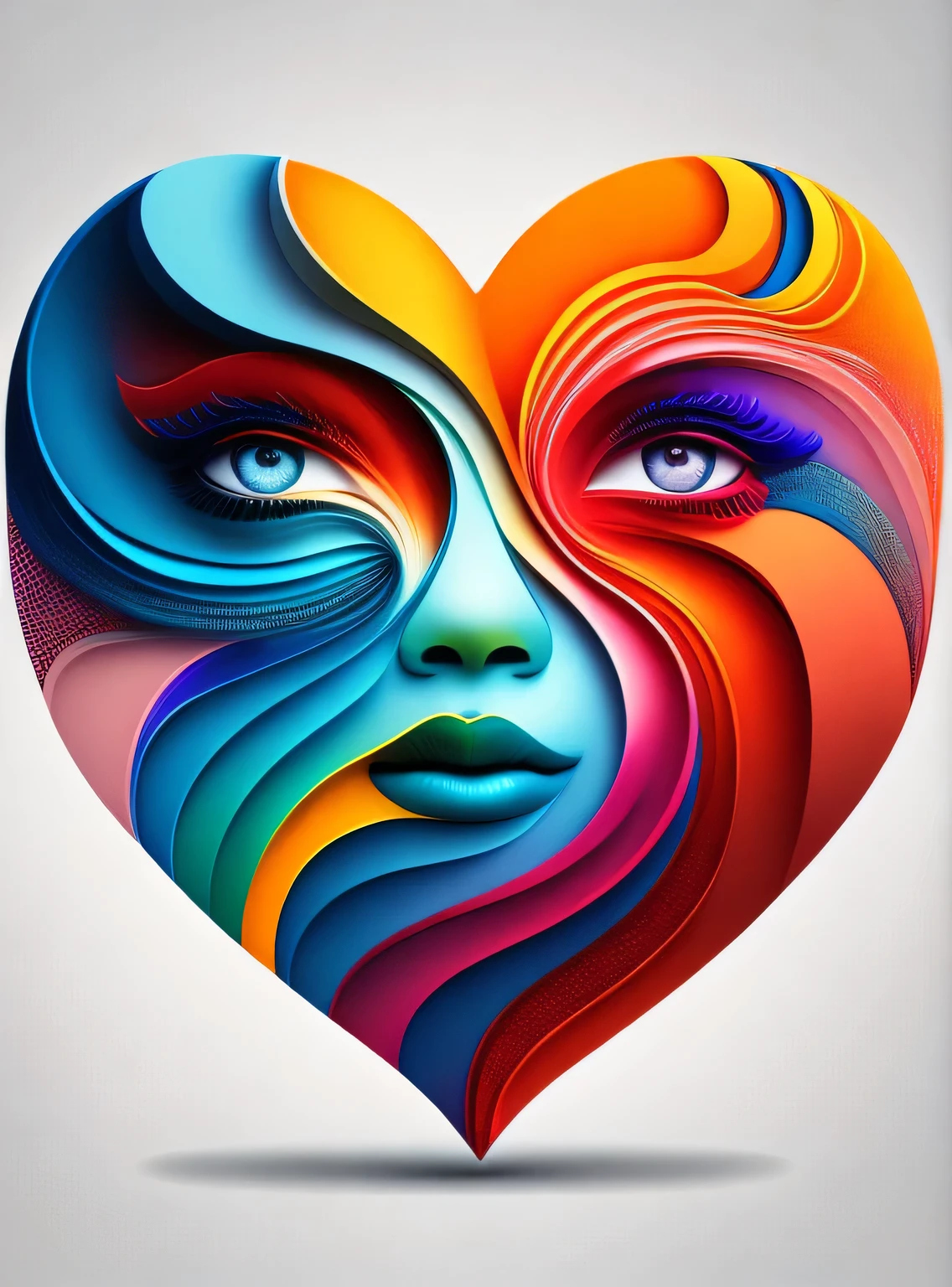 the colorful abstract of (face of love shape), (colorful,high detailed,vector-art)