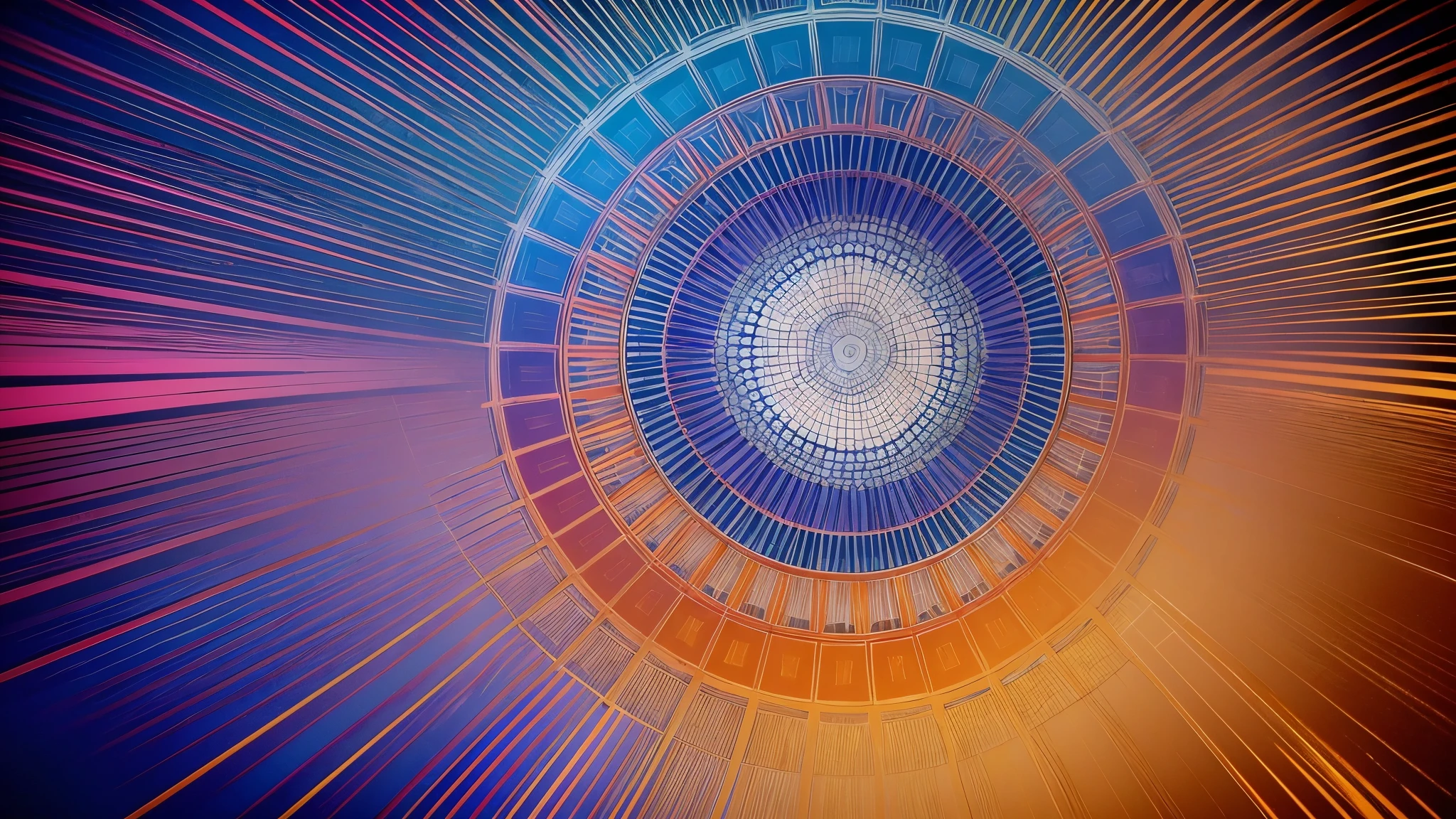 ((melhor qualidade)), ((Obra de arte)), Imagem minimalista de uma mandala. Cores vibrantes azul, laranja e roxo. Sem background Fundo transparente