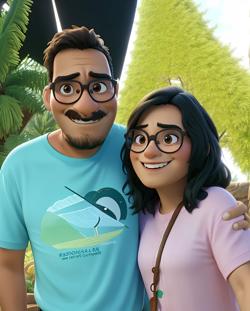 Adult indigenous couple wearing glasses, estilo Disney Pixar, melhor qualidade