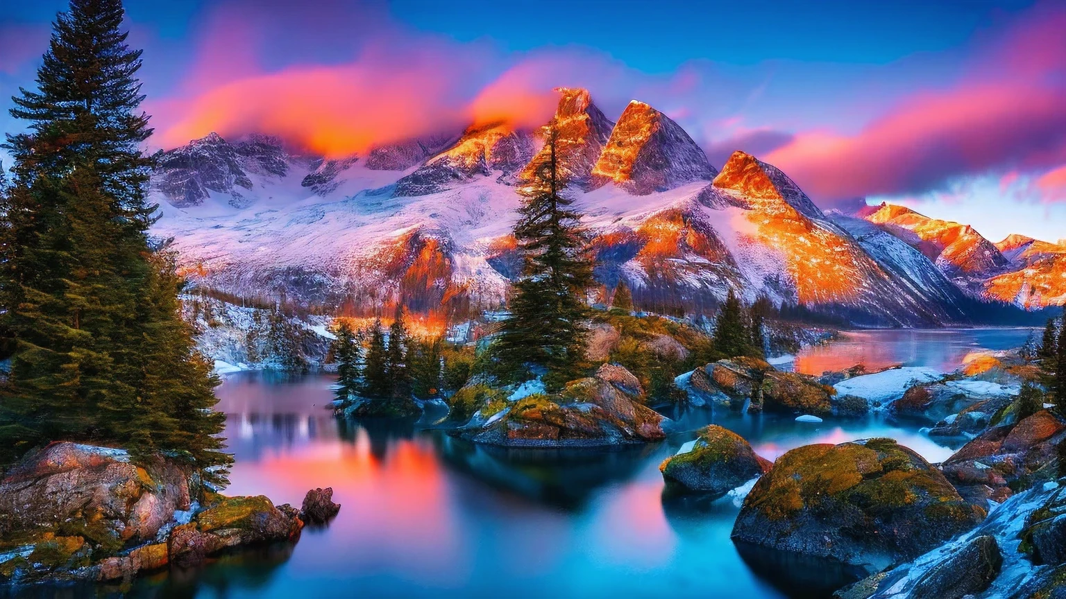 A Norwegian foggy Fjord in the winter, sunset, snowy mountains in the background, fog, pair, coming from blue hot water, The water is blue, snow, ice everywhere, magical forest, mystical, (Nordic Gods mystical vibes:1.2), Watering can SL2 + Leica Vario-Elmarit-SL 24-70 f/2.8 ASF , 16K, ultra high resolution.Photorealistic, UHD, masterpiece, RAW, kinematics,HDR,High Definition Image,incredibly realistic Norwegian landscape,