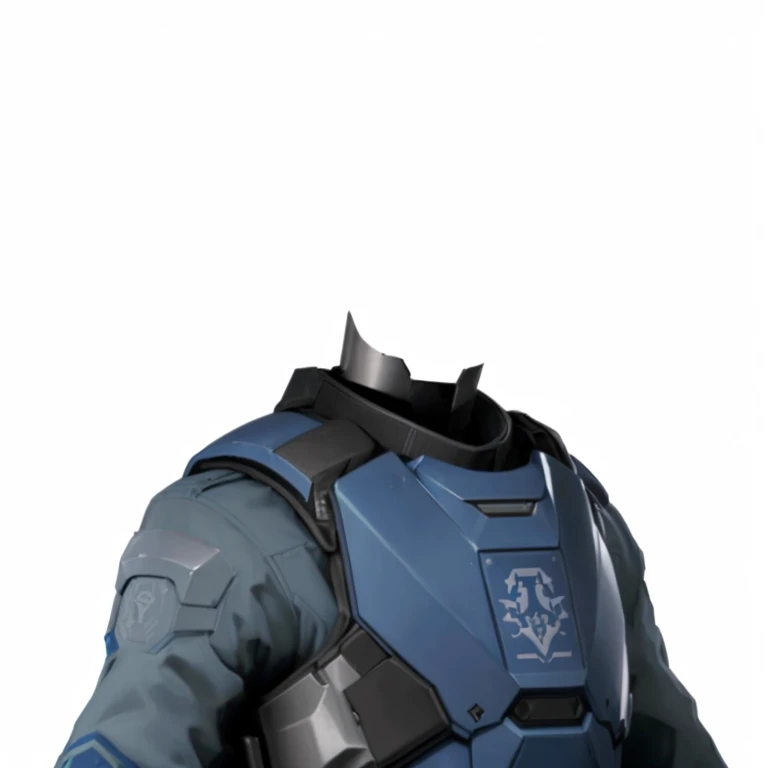 un primer plano de una persona vestida con un uniforme azul y un casco, armadura mjolnir de halo infinito, ropa del futuro soldado, traje de combate, Armadura azul marino, Armadura Apex Legends, Paragraph, traje sigiloso, blue uniform, Intimidante armadura de cuerpo completo, torso superior incluido, con un traje de mercenario del espacio oscuro, Full body worn damaged layer, armadura de superficie dura