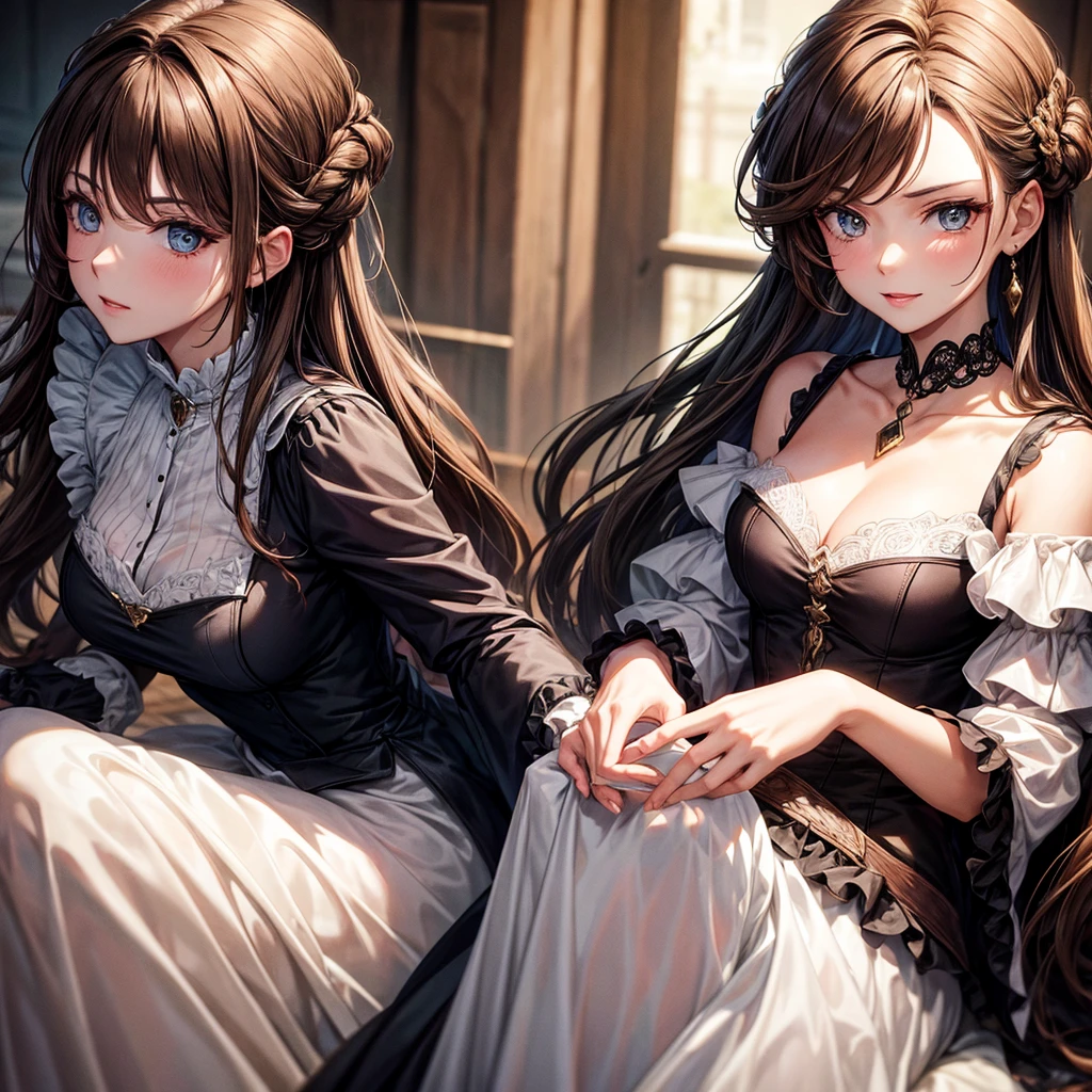Bewitching dresses Aristocratic woman in her 30s No hat Brown Hair