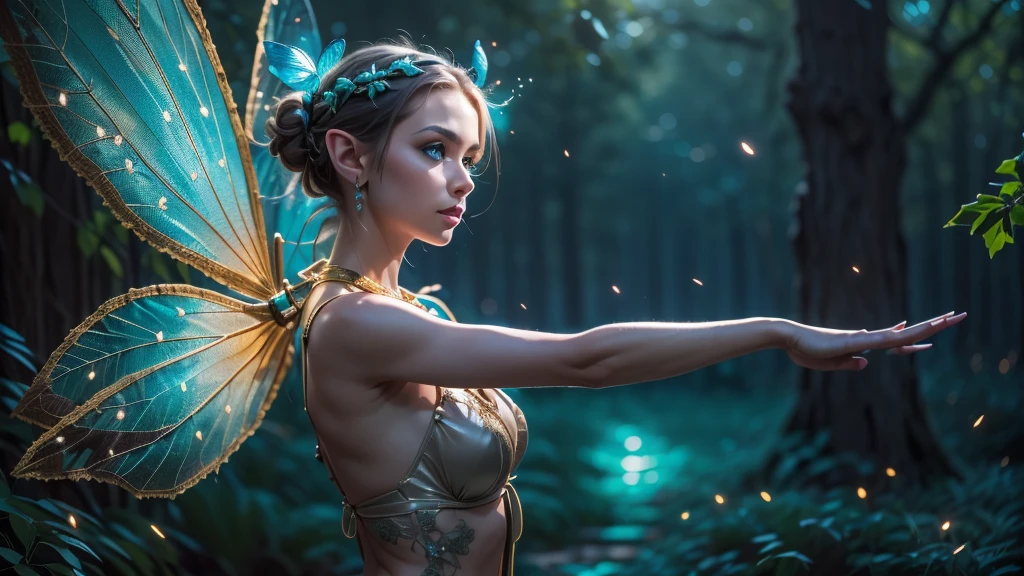 Beautiful faerie woman, elf ear, flying, centered holographic dragonfly wings, balanced wings, glowing blue eyes, detailed proportional hand, proportional body, firm breast, silk tutu, frank Frazzetta painting style, (Best Quality:1.4), (Ultra-detailed), (extremely detailed CG unified 8k wallpaper), Highly detailed, RAW Photos, Professional Photography, plein air, Illumination, (Super fancy photos:1.4), (Dazzling light), Radiant Photography, depth of fields