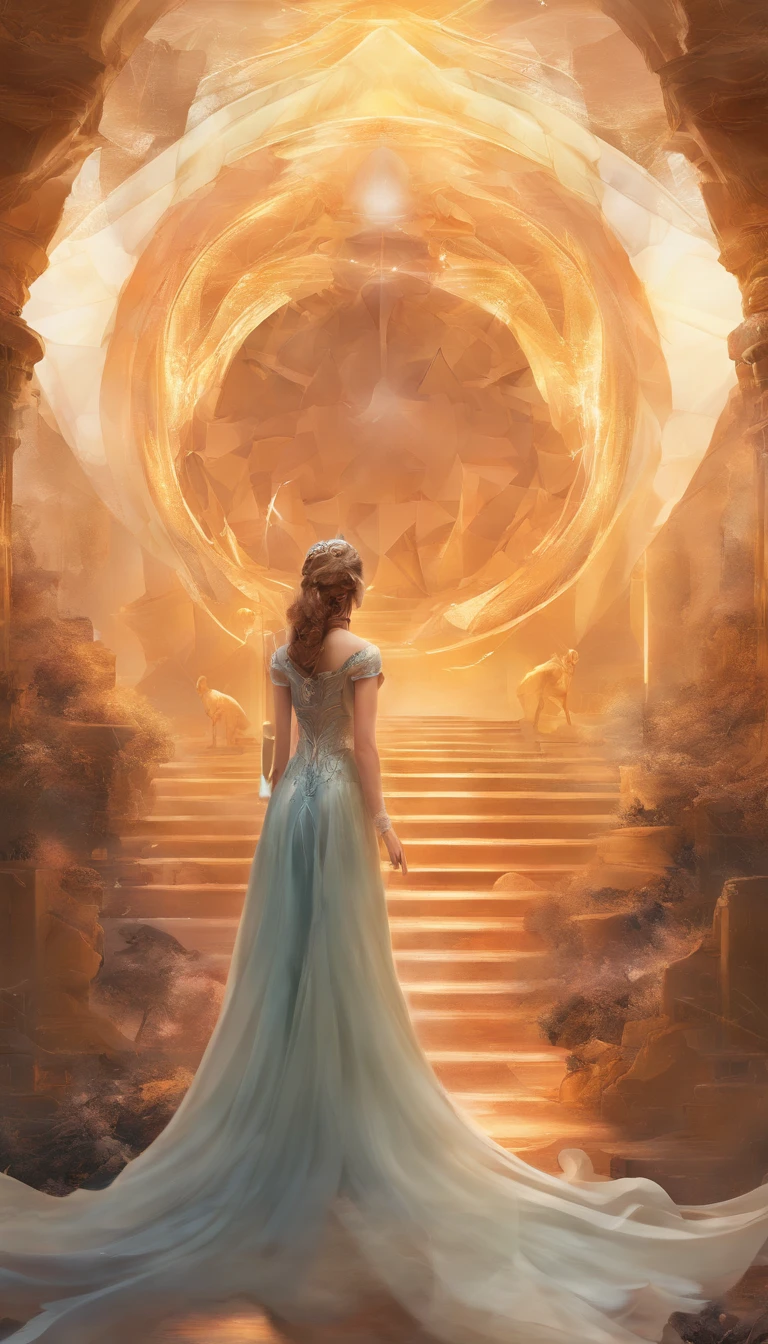 hyperrealism+Surrealism+Abstraction+Cubism, a girl in a multidimensional projection emerges from a time portal in the atomic splitting of micropixel smoke. CGI,Digital-art,1024 K, aesthetics of the female body, perfect pose, beauty of anatomical details