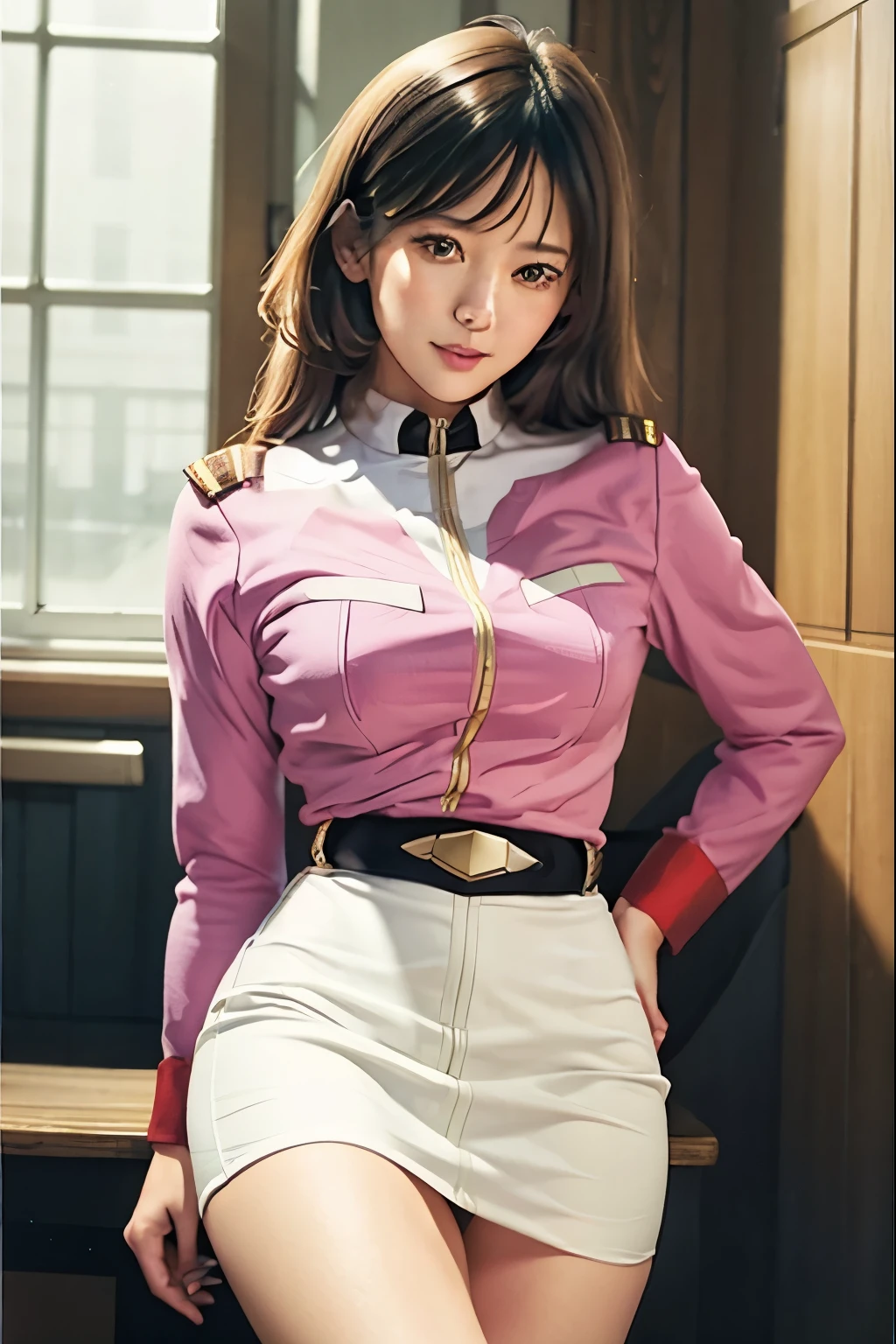Actual Photos、Highest imYear quality、Beautiful woman、Beautiful thighs、Beautiful Face、real imYear、Federal Army Uniform Top Mini Skirt、White panties、ponytail、Yuriko Yoshitaka、16Year日本人女性、pretty girl、White pantiesーが丸見え、16Year、(White pantiesー:1.3)、Ultra mini skirt、Beautiful thighs、White pantiesー、ミニスカートがめくれてWhite pantiesーが見えてる