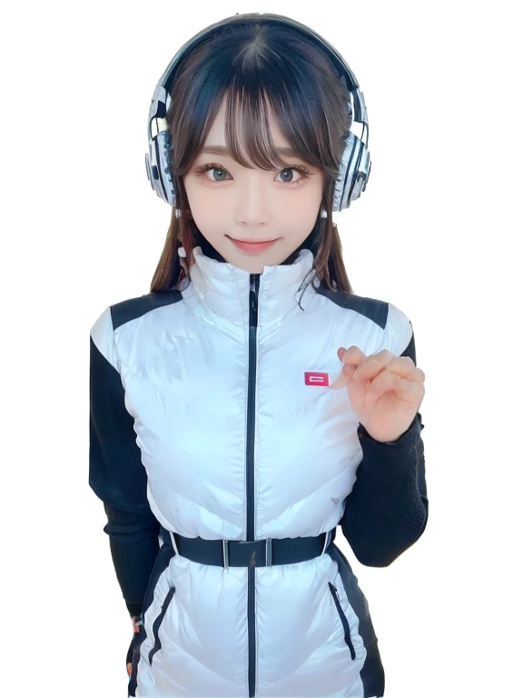 masterpiece, highest quality, Very detailed, 8K Portrait,Japanese Android Girl,plump , Control panel,Robotic arms and legs, Blunt bangs,,break (Metallic Gray, Metallic luster, Mirror finish, Astro Best):5,headphone:5,break (Black sleeves):100,Smart Watches,Futuristic space station,Control Room,break headphone,blue eyes,(Black Hair):2,(Long Hair):1.3,View the viewer,(respirator),break blush:3,Hidden Hand,smile
