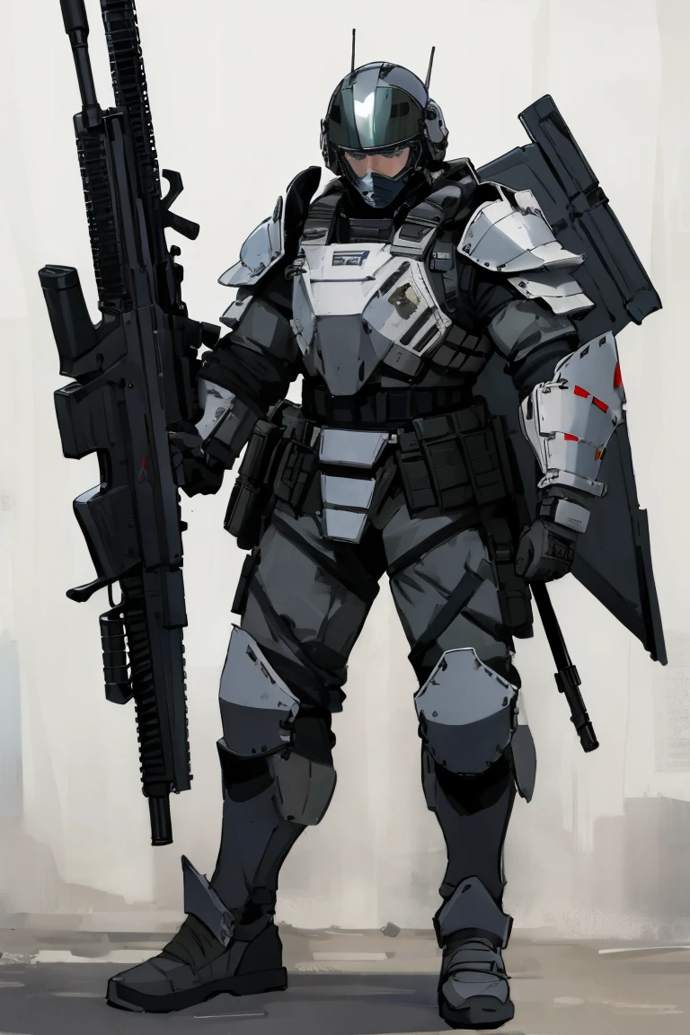 ((highest quality)), ((masterpiece)), (be familiar with),Body Armor,gun,Helmet,male,special forces,military