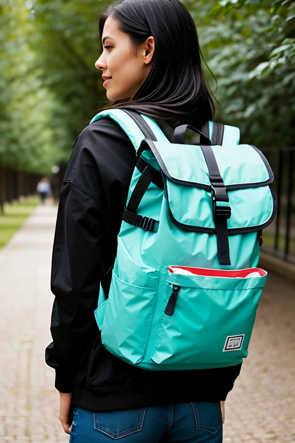 I want a backpack that is carried on the back with an innovative and modern design that contains a folding chair attached to it and that as a whole is waterproof and resistant