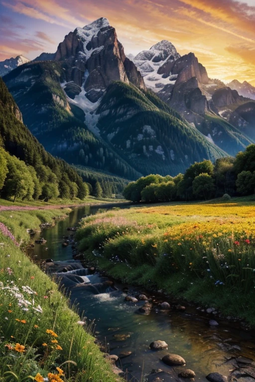 Imagine an unforgettable landscape that reveals the beauty and greatness of God in every realistic detail. It is a scenario that transcends human understanding, where nature unites in harmony to create a divine masterpiece. In this landscape, you find yourself in front of majestic mountains that tower towards the sky. Their peaks seem to touch the clouds, while their slopes are adorned with lush vegetation, forming a tapestry of green tones and vibrant, colorful flowers.
In the valleys below, clear rivers flow serenely, reflecting the sunlight that shines brightly in the sky. The water is crystal clear, like a mirror revealing the purity and life it carries. On its banks, shade trees provide shelter for a wide variety of animals and birds, which seem to dance in harmony with nature.
On the horizon, the sun sets in a divine spectacle. Golden, orange, and pink hues paint the sky in a true celestial picture. It's as if God is pouring His palette of colors into the world, creating a spectacle of light and beauty that is impossible to replicate.
When contemplating this magnificent landscape, you feel the presence of God in a deep and comforting way. The grandeur of divine creation is evident in every detail of the scenery. Every mountain, every river, every ray of the sun is a testimony to the power and beauty of God.
In this landscape that showcases the beauty of God, you feel small in the face of the vastness and perfection of creation. It is an invitation to marvel at the divine work, to be thankful for the wonders of nature, and to feel connected to the divine. It is a reminder that God is present in all things, in the beauty of nature, and in the depths of our hearts.