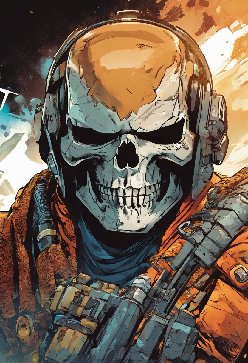 (((closeup of a person wearing a skull mask and a helmet:1.2)), 1 person, detailed hooded skull design, menacing unreal atmosphere, 1024px profile shot focused on head and shoulders, skeleton-like appearance, spec-ops headgear with mask, combat-ready tactical look, hyper-realistic digital art, 8k resolution, dark digital art style, ultra detailed, cinematic lighting, physically-based rendering, extreme detail description, vivid colors, professional)
