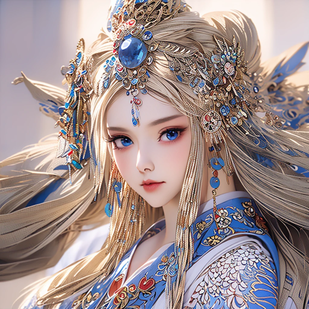 ((highest quality)), ((masterpiece)), (detailed), （Perfect Face）、The woman is Princess Zelda, blonde with blue eyes.、The woman is wearing gorgeous ancient Chinese clothing and accessories.、the woman is pregnant