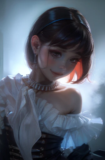(8k, RAW Photos, highest quality, masterpiece:1.2), (Realistic, photo-Realistic:1.37), Very detailed, Ultra-high resolution,1 girl,Show Viewer,Beautifully detailed face,smile,narrow,(Slim waist:1.3),shirt, Beautiful and detailed skin, Skin Texture, Floating Hair,Professional Lighting,