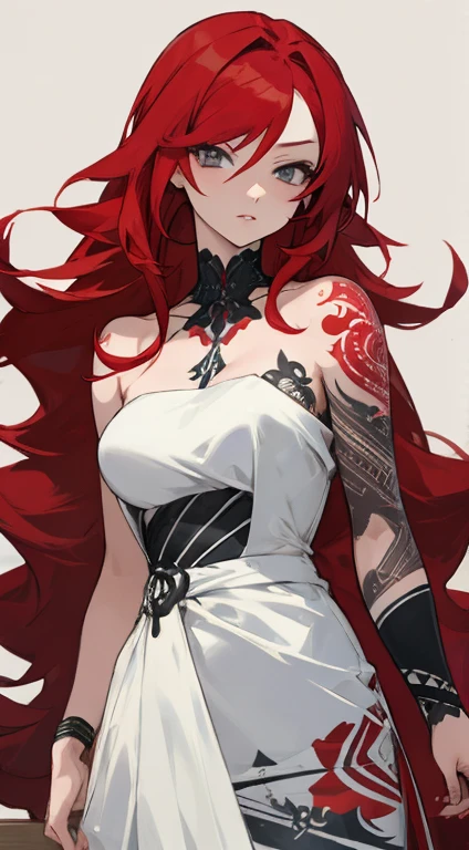Lady,Red hair,dress,beautiful,anime,tattoo