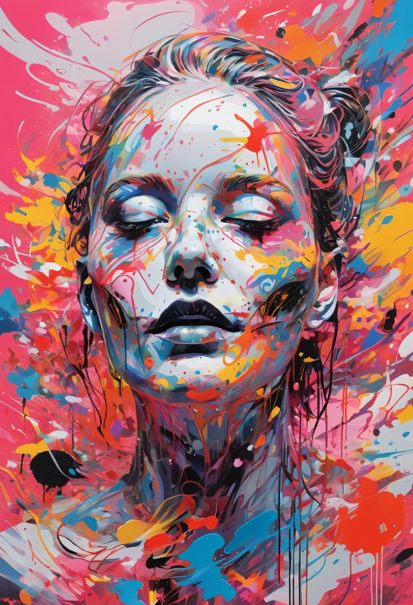 Graffiti, scribble, Comics by Petra Cortright, best quality, masterpiece, cosmic fog artwork, Representative work, official art, Professional, Ultra intricate detailed, 8k, cosmic fog art, colourful background