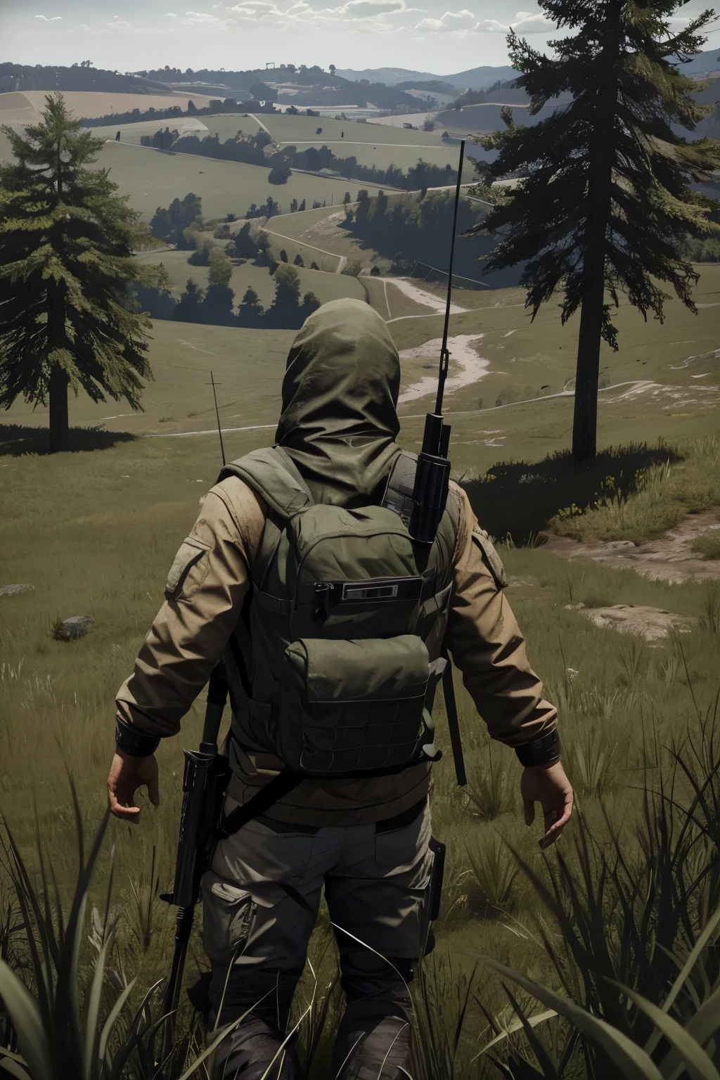 ((melhor qualidade)), ((DayZ)), (detalhado), castelo, soldado sniper com camuflagem, Apocalipse