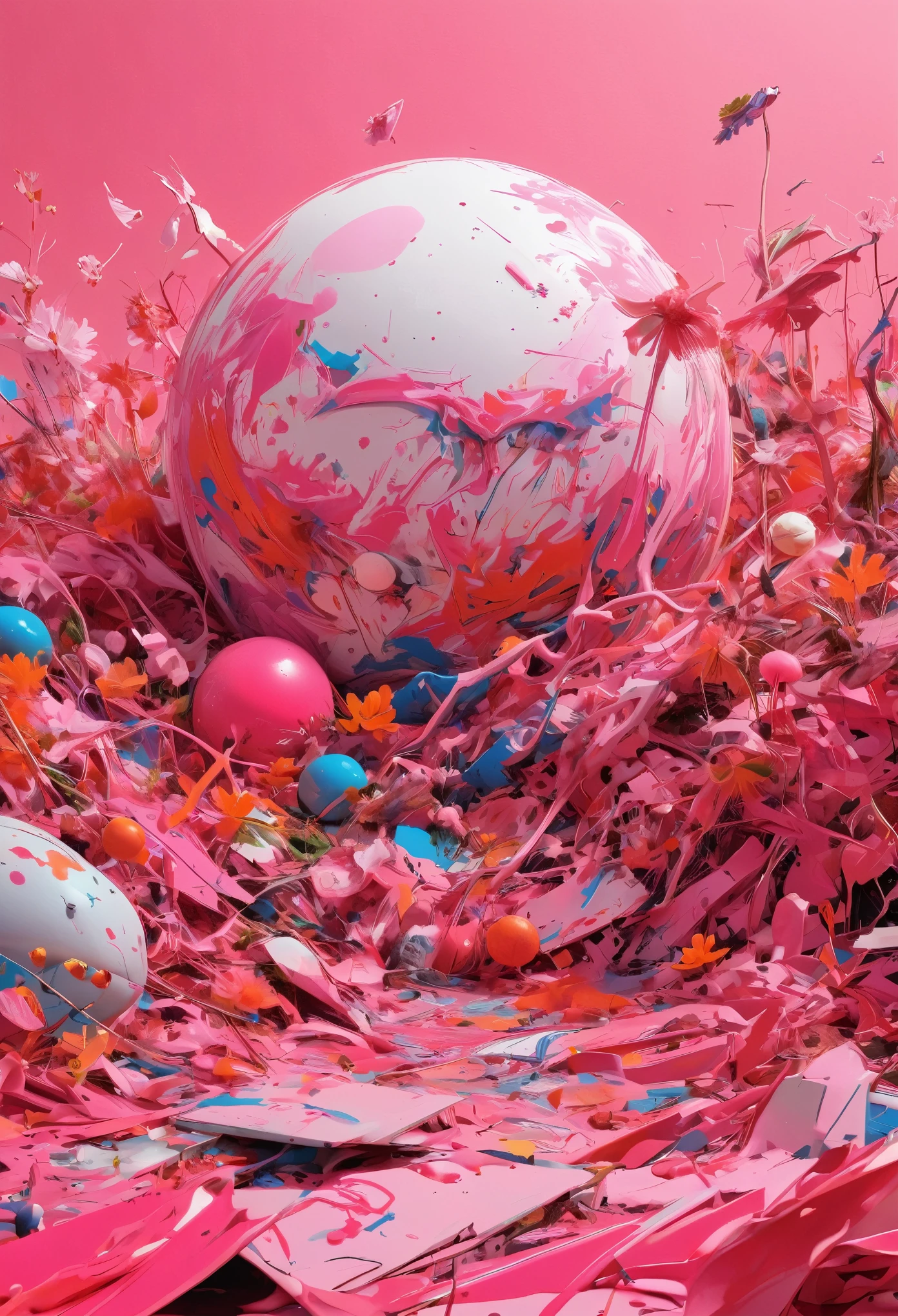 Graffiti, scribble, Comics by Petra Cortright, best quality, masterpiece, 3d pink planet artwork, Representative work, official art, Professional, Ultra intricate detailed, 8k, 3d pink planet art, colourful background